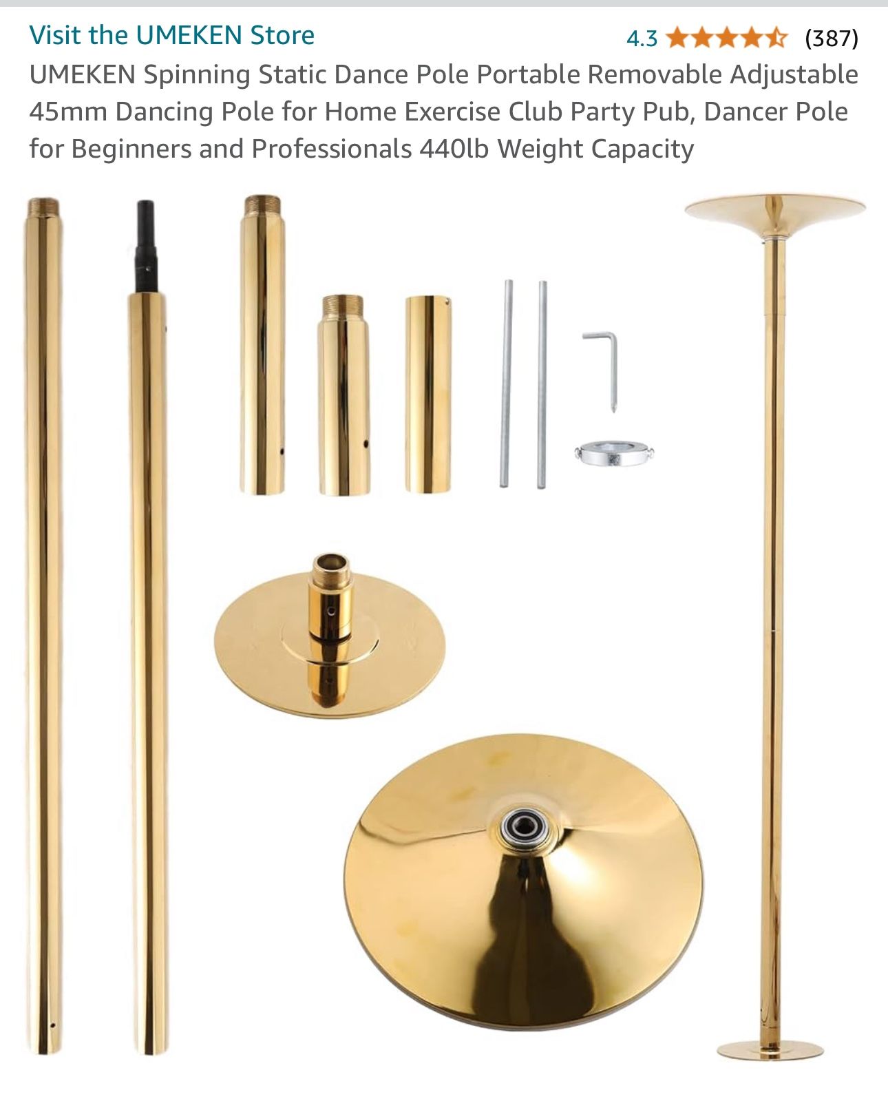 Gold Stripper Pole