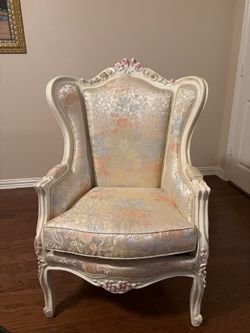 Vintage French Provincial Sofa Set | 4 Accent Chairs + Marble Coffee & End Table