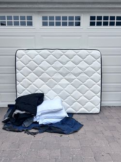 Queen Mattress W/Pillows and Sheets - Can Deliver!