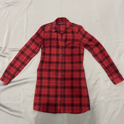 Albercrombie & Fitch Flannel Dress Red & Black Plaid Women’s Size XS