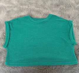 Teal Knit Sleeveless Crop Top