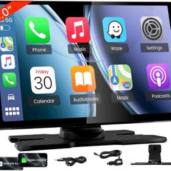 TECXERLLON 9" Wireless Portable Carplay Screen & Android Auto Touch Screen Black