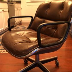 Mid-Century Vintage Leather Pollock- Knoll swivel Desk Chair