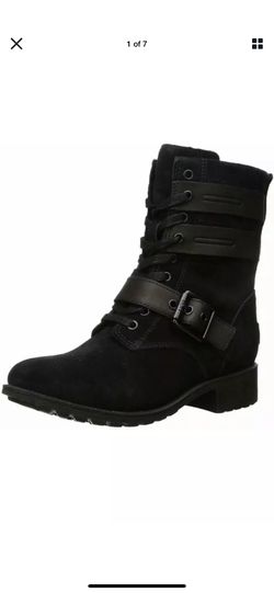 UGG WOMEN’S ZIA ANKLE MOTO LEATHER BLACK BOOTS US 5 MODEL 1103571