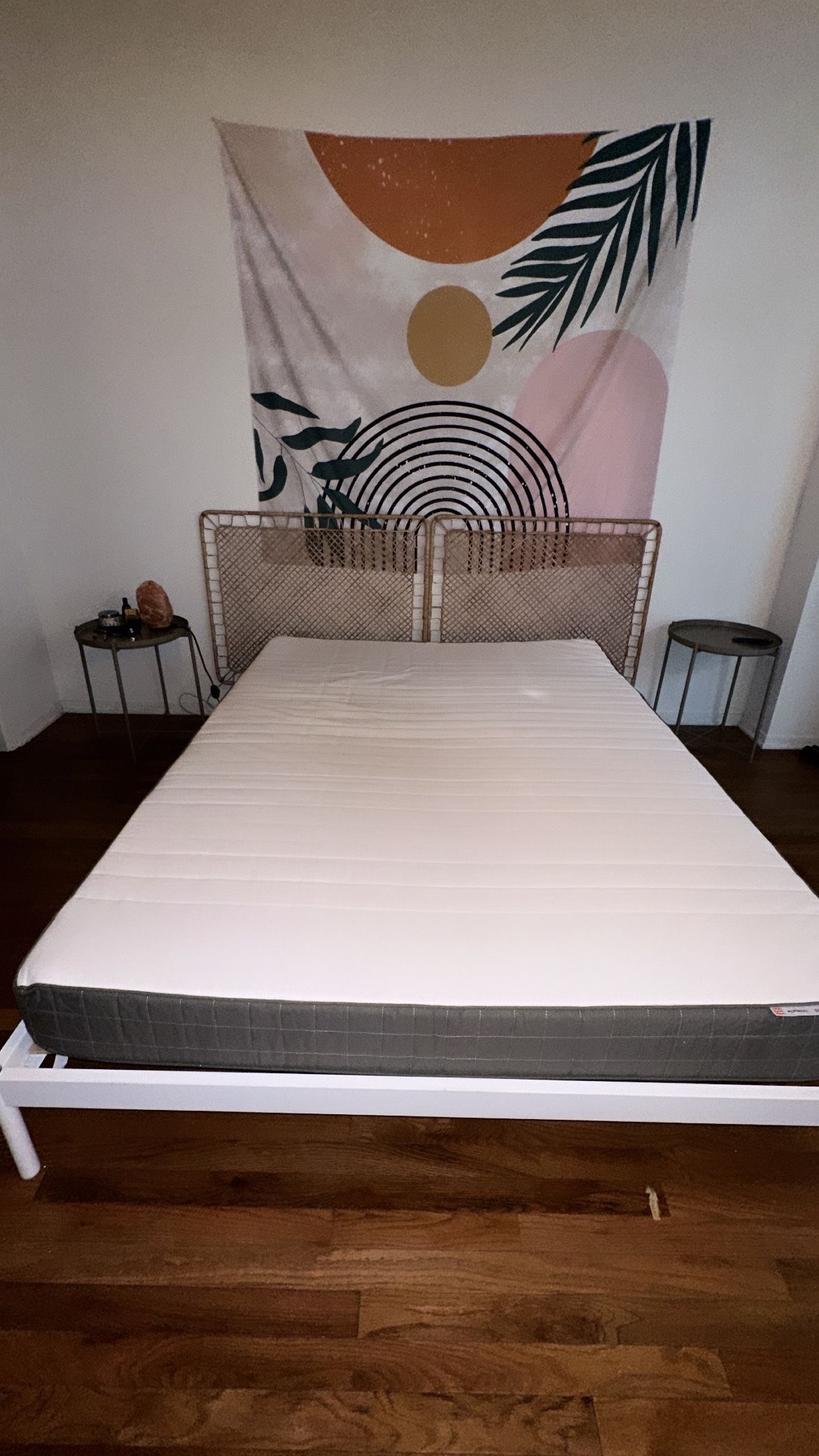 VEVELSTAD IKEA Queen Frame And Headboard Including Queen Mattress