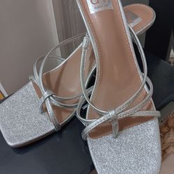 Size 8 Silver Strappy Sandal Heels