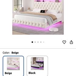 🛏️ Keyluv King LED Floating Bed Frame (Beige) – NEW (Open Box)