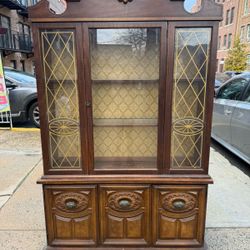 Brown Wood China Cabinet For Storage And Display 