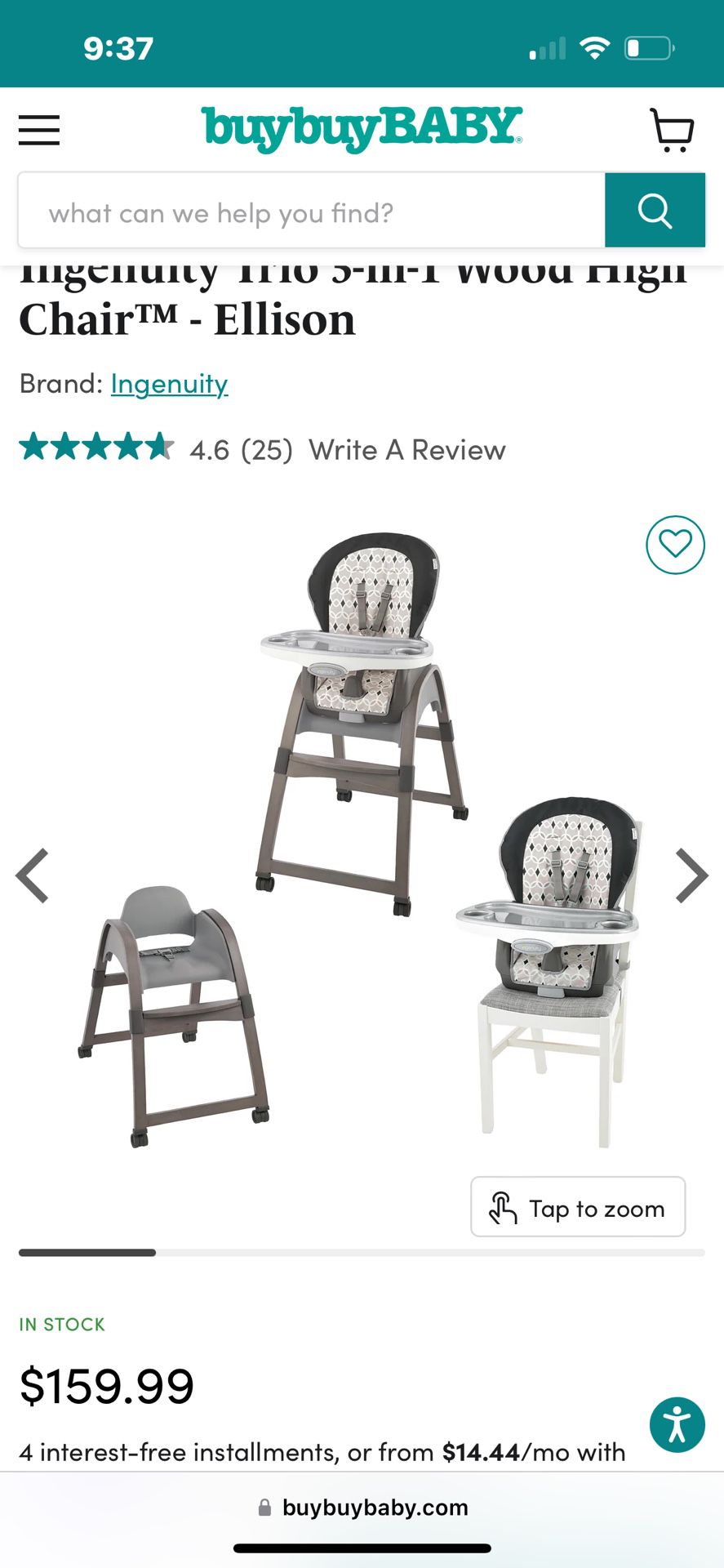 Ingenuity 3-in-1 High Chair, NEW In Box