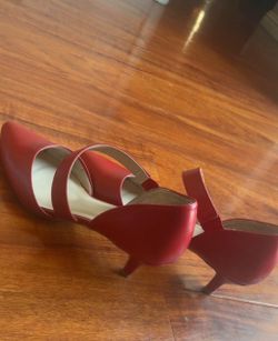 Red kitten heels