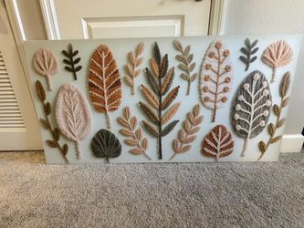 30 x60 Boho Yarn Leaf Wall Art Canvas