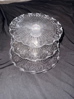 3-tier clear glass pedestal cake and dessert stands