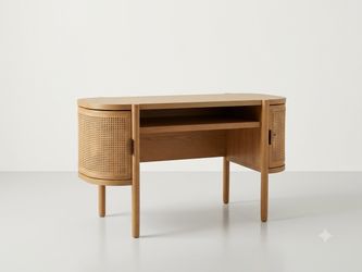 Large Sturdy Wood Desk with Functional Storage