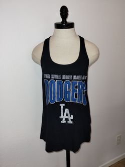 Women's Los Angeles Dodgers Racerback Tank Top Size L Navy Blue EUC Form Fitting