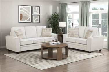 BRAND NEW BIEGE CHENILLE SOFA + LOVESEAT 2PCS SET