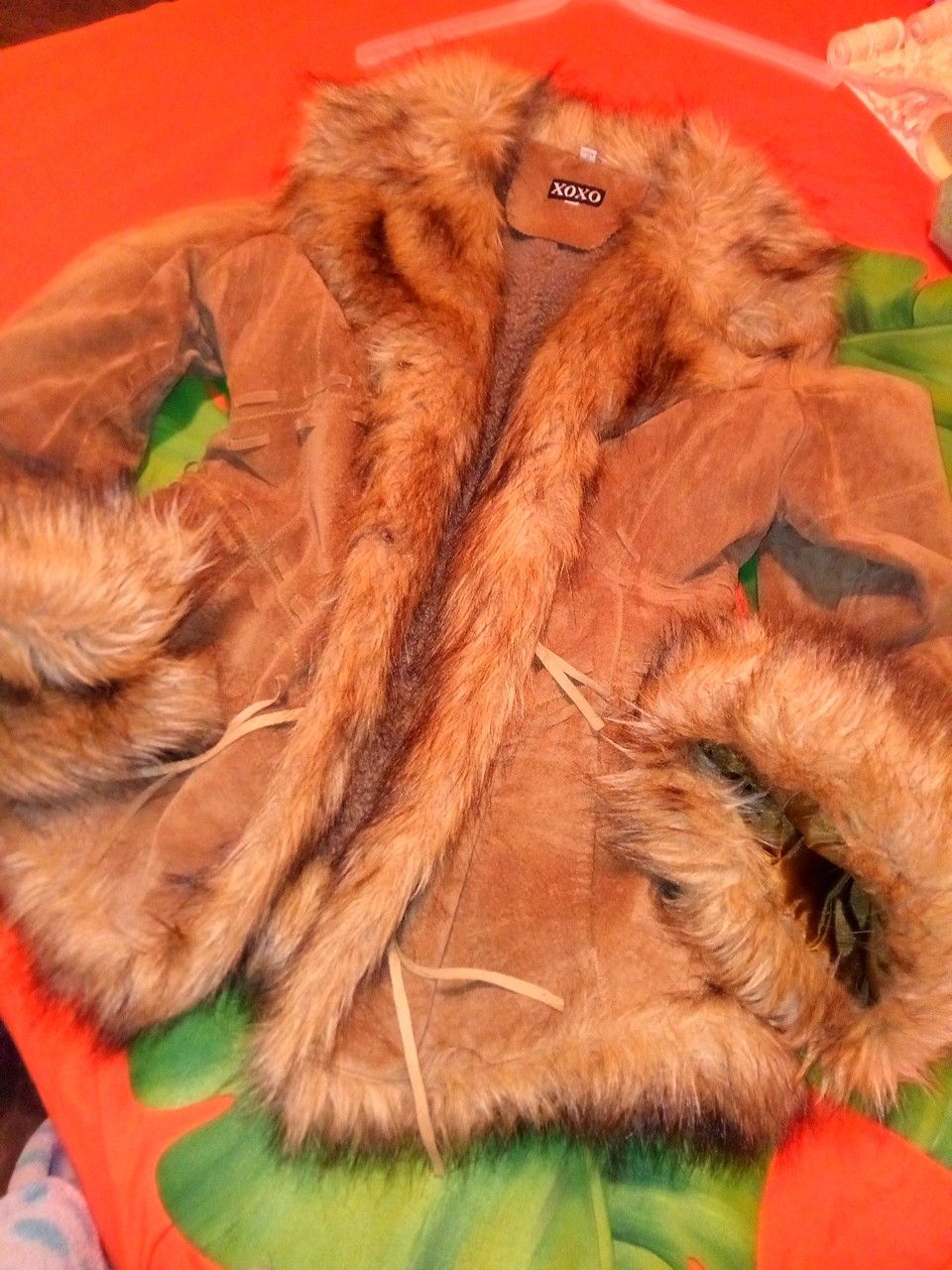 XOXO large Bell sleeves Suede & faux fur coat