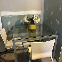 EQ3 Glass Dining Table and 3 Chairs