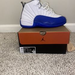 White And Blue Jordan 12s Size 8.5