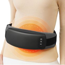 Cordless Back Massager Belt, Heating Pad with 2 Heating Levels, 3 Vibration Modes, Stomach Massager for Digestion, Red Light Therapy Massage Belt for 