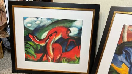 4 Gorgeous Franz Marc Custom Framed Prints Set Matted Framed In Non-Glare, UV Protection Glass