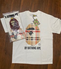 White Burberry Bape Tee (Large)