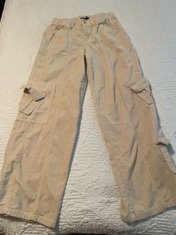Forever 21 Beige Corduroy Wide-Leg Cargo Pants