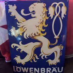 Lowenbrau Munched  Steel Beer Sign