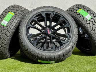 NEW 22” Chevy Silverado Wheels GMC Sierra rims Black Tahoe AT 285/45R22 tires LTZ Yukon Platinum Escalade