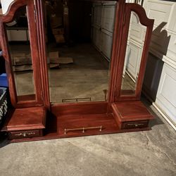 Table Top Dresser, Mirror,  Folding Mirror two small drawers