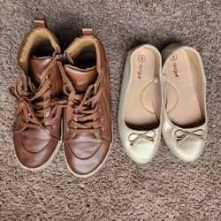 Kids Shoes Boot Style Gold Ballet Flats Size 3 Size 4