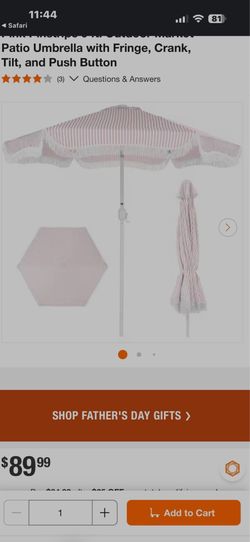 Pink Pinstripe Outdoor Patio Umbrella with Fringe