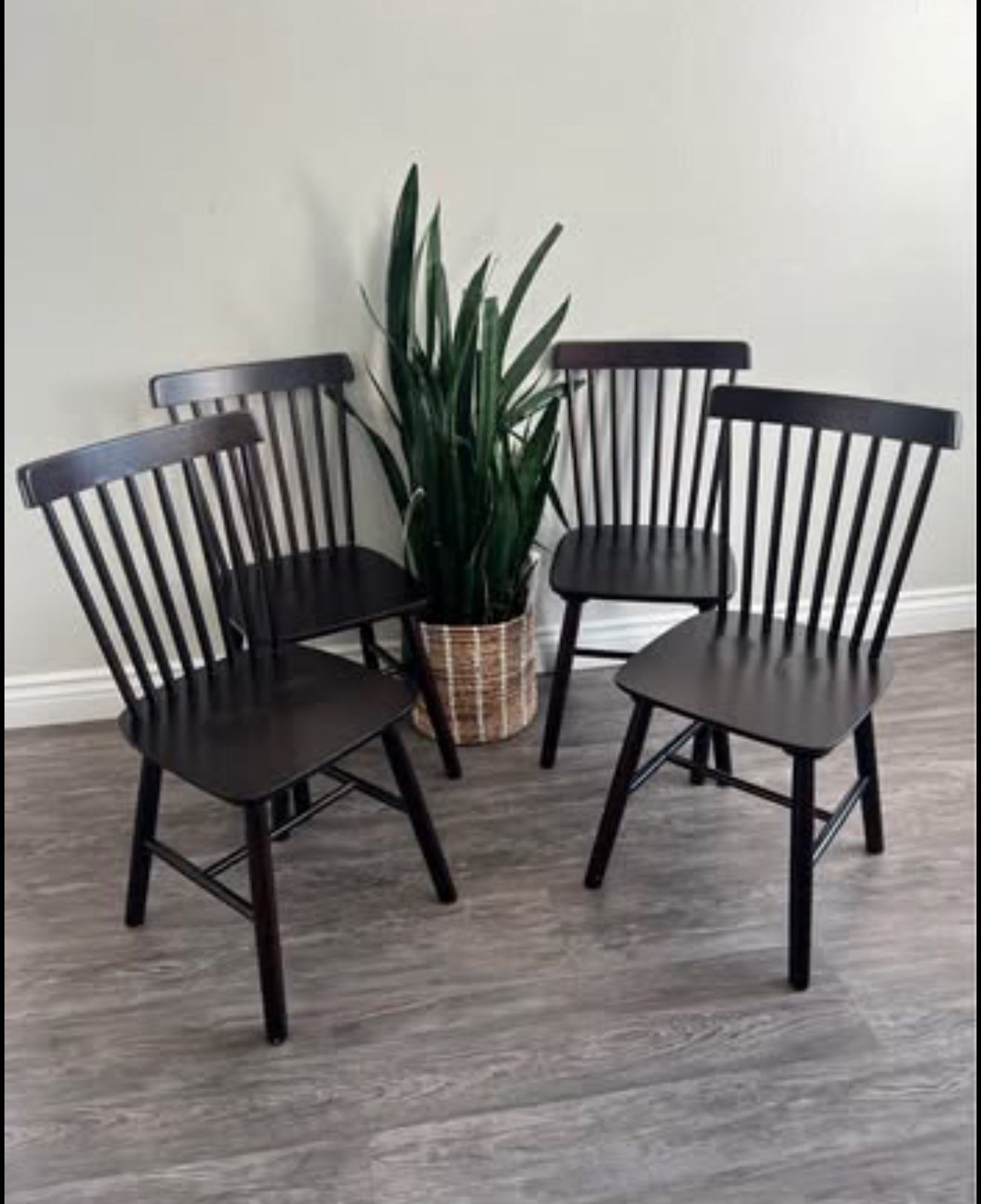 LUE BONA Windsor Classic Espresso Solid Wood Dining Chairs with Curving Spindle Back for Kitchen and