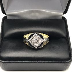 925 Sterling Silver Three tone Nugget men’s Ring Size 9