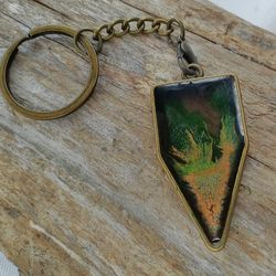 Ink Splash Bronze & Green Keychain