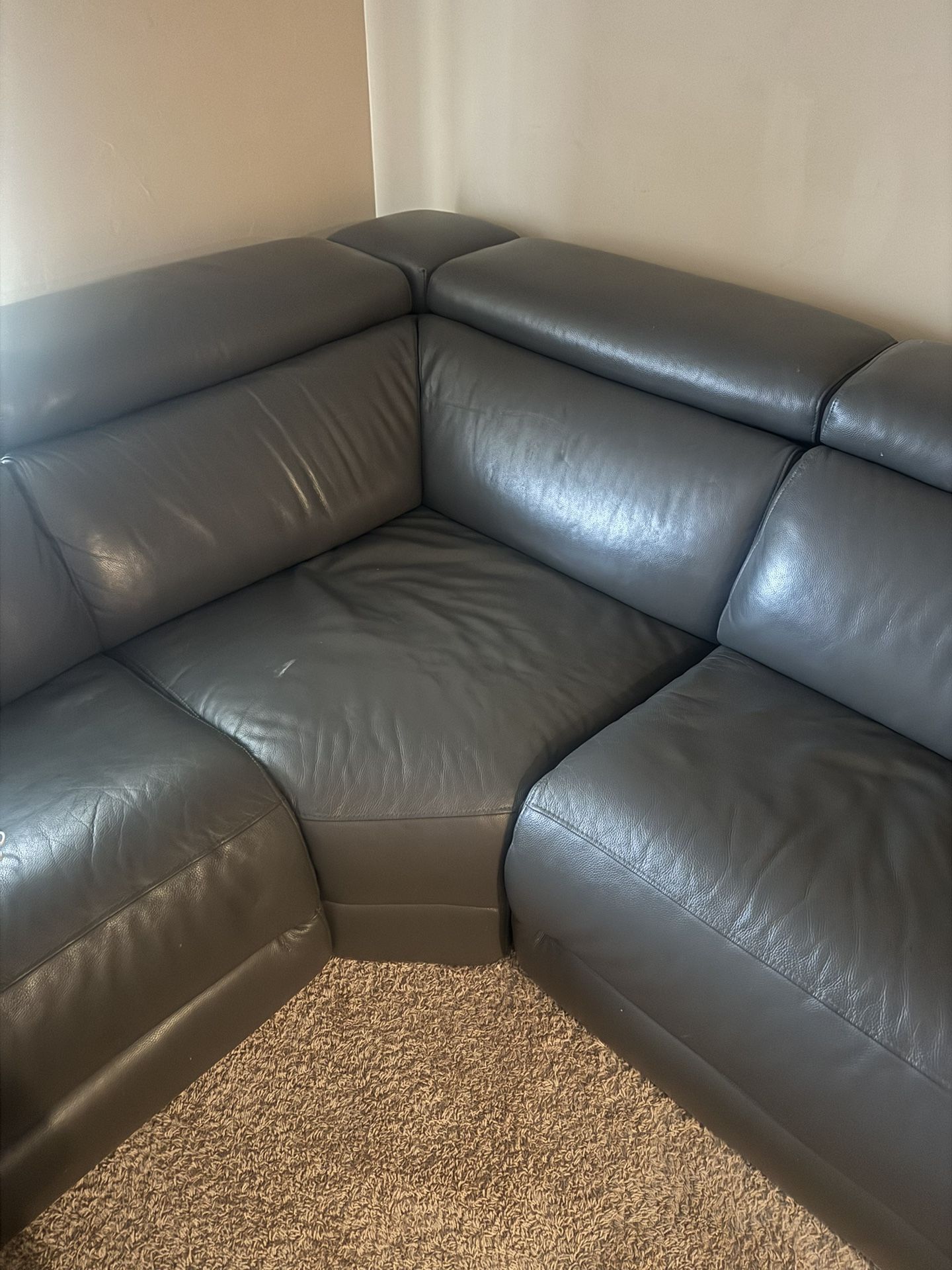 Nevio 6-pc Leather Sectional Sofa with Chaise, 2 Power Recliners and Articulating Headrests