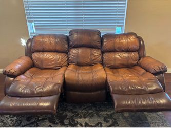 Brown leather couch