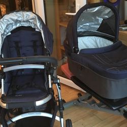 Navy Uppababy Stroller w/Bassinet + Rumble Seat