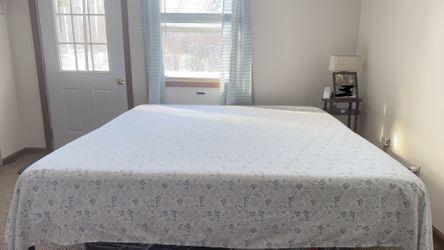 King platform bed and mattress with cover