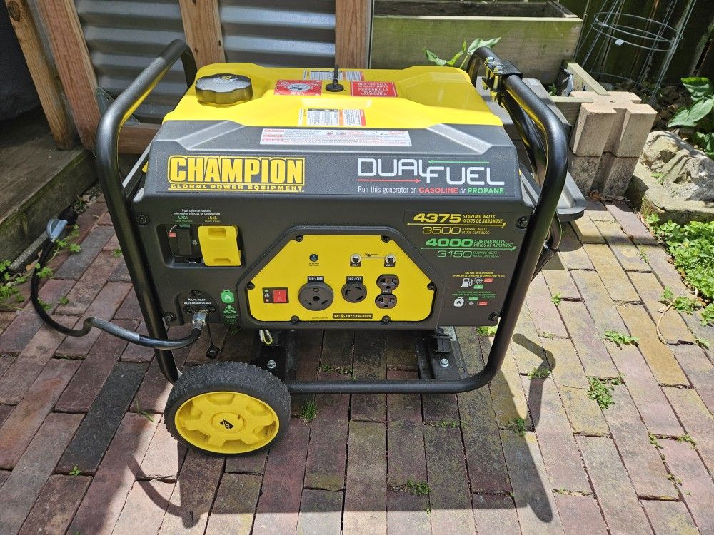 Champion Dual Fuel Generator W/wheel Kit and Champion Cover