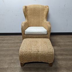 Potterybarn Modern Wicker Chair with Ottoman