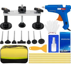 Car Dent Puller Kit, 21 PCS Paintless Dent Removal Kit, Car Dent Repair Kit with Bridge Dent Puller, Dent Remover Tool for Car Hail Damage DIY Repair