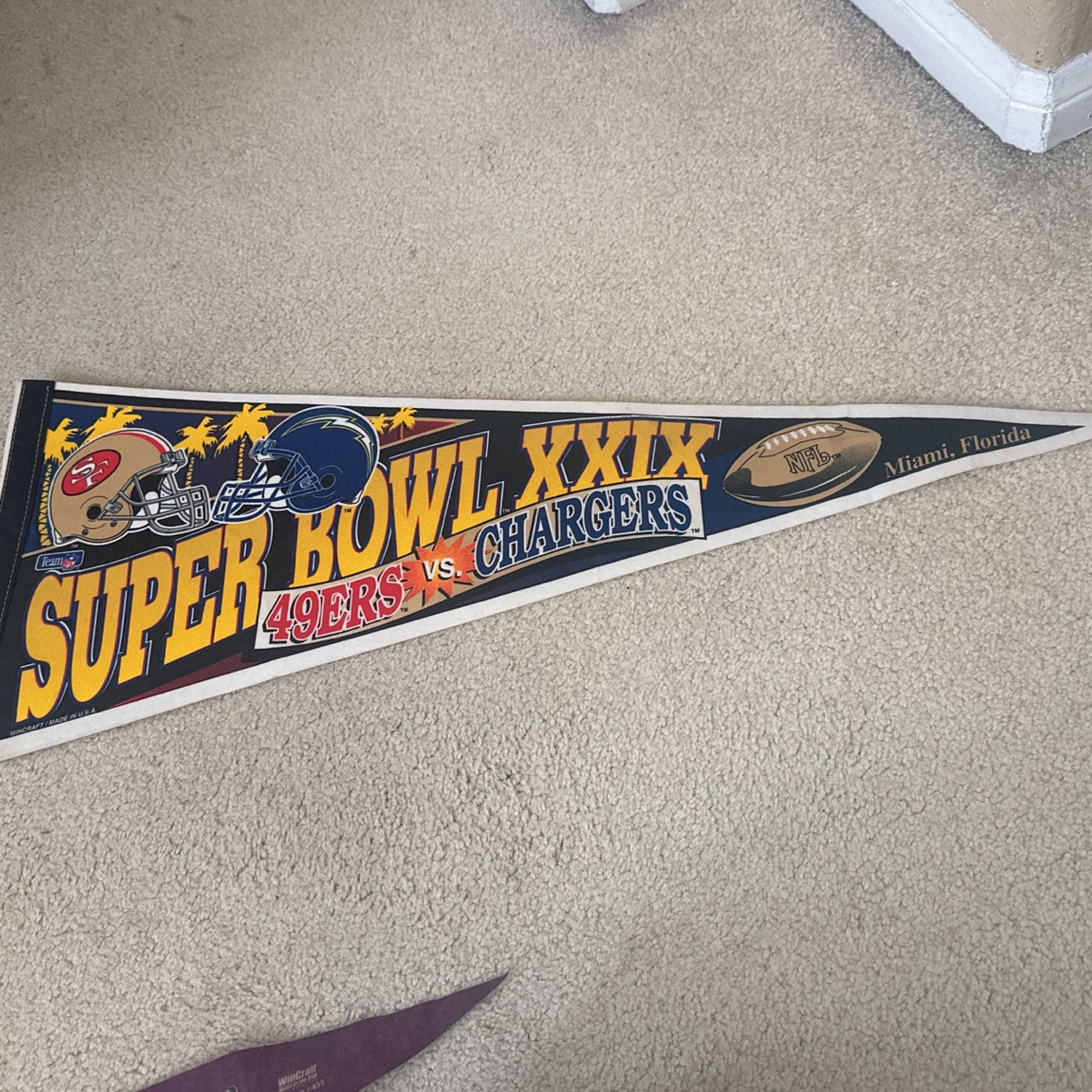San Diego Chargers Vs San Francisco 49ers 1994 Super Bowl Pennant
