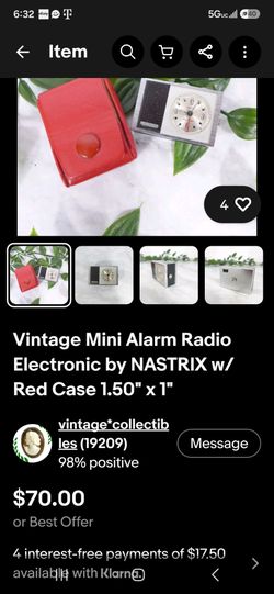 Vintage Nastrix Mini Alarm Clock with Red Case