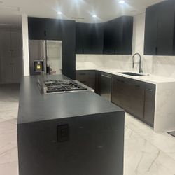 Black flat panel cabinet