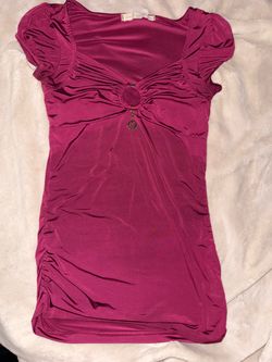 Magenta Ruched Cap Sleeve Top