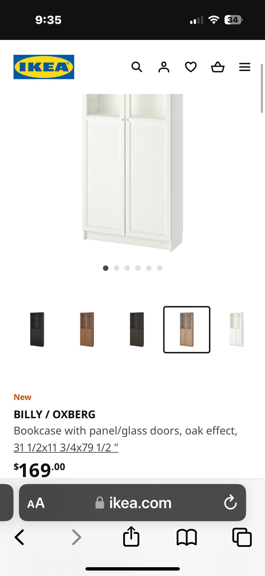 IKEA - BILLY / OXBERG Bookcase with panel/glass doors