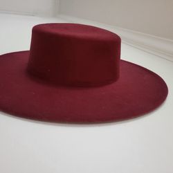 Burgundy & Chocolate Brown Wide Brim Fedora Hat. 