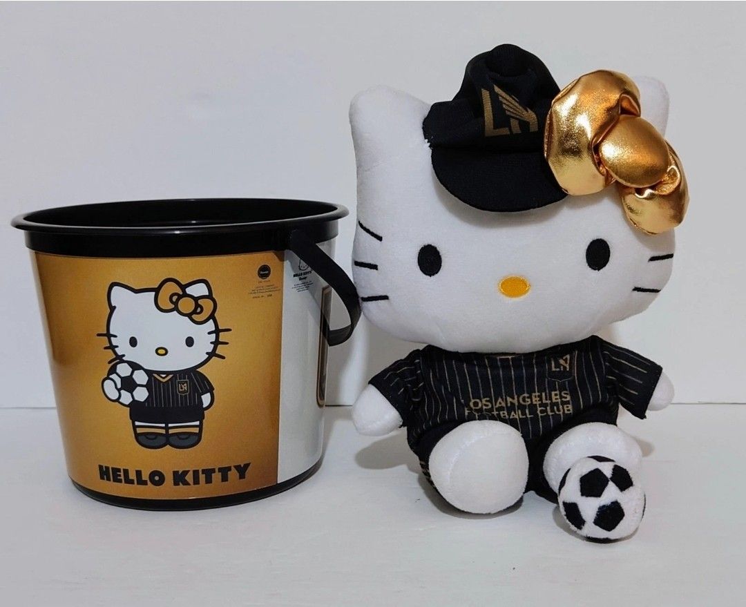 *New Hello Kitty x LAFC Soccer Black & Gold Plush with Bucket*