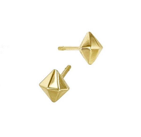 14K Yellow Gold Diamond Shaped Earrings