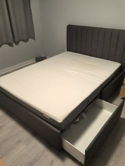 Free - Full Size Upholstered Bed Frame with Storage Drawers